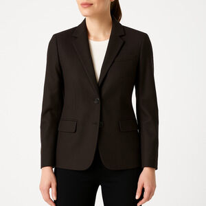 J.Crew Jacket 2 Deep Brown Blazer Italian Wool‎ 3 Button Notched Lapel Classic
